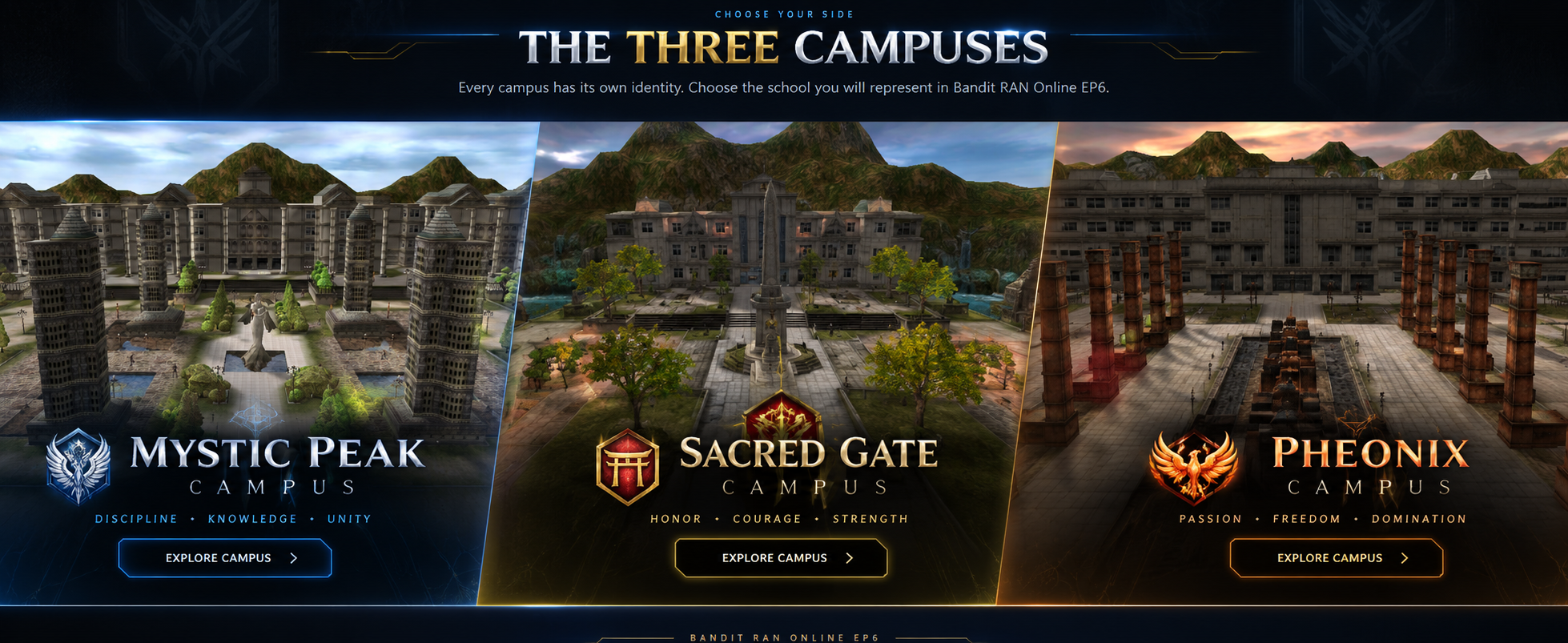 Bandit RAN Online EP6 - The Three Campuses: Mystic Peak, Sacred Gate, and Pheonix